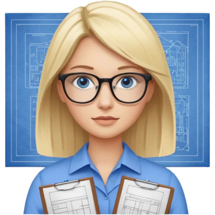 Blonde avec yeux bleus qui est architecte , cheveux lisses emoji
