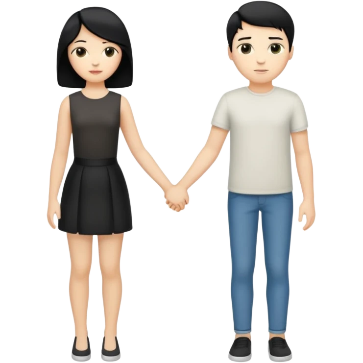 Dois jovens brancos um de cabelo preto e outro loiro com penteado moderno, de corpo inteiro e mãos dadas emoji