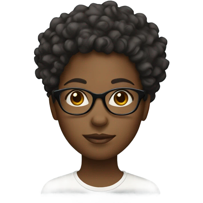 Black girl with curly hair and glasses emoji