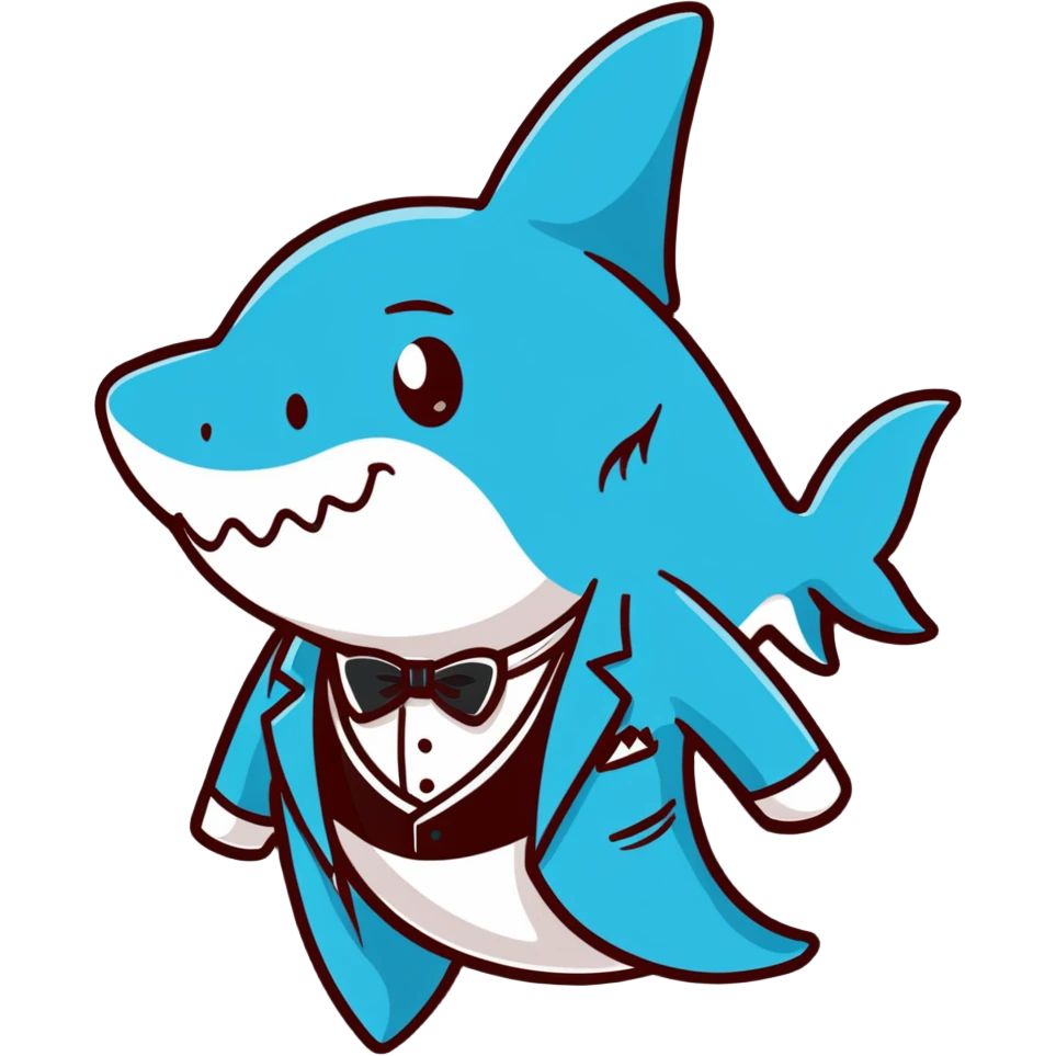 shark wearing a tuxedo emoji