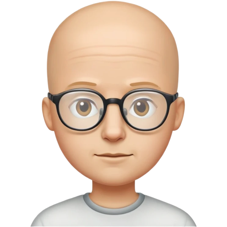 The bald boy wears glasses emoji