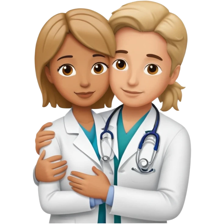 Una doctora abrazando a su paciente  emoji