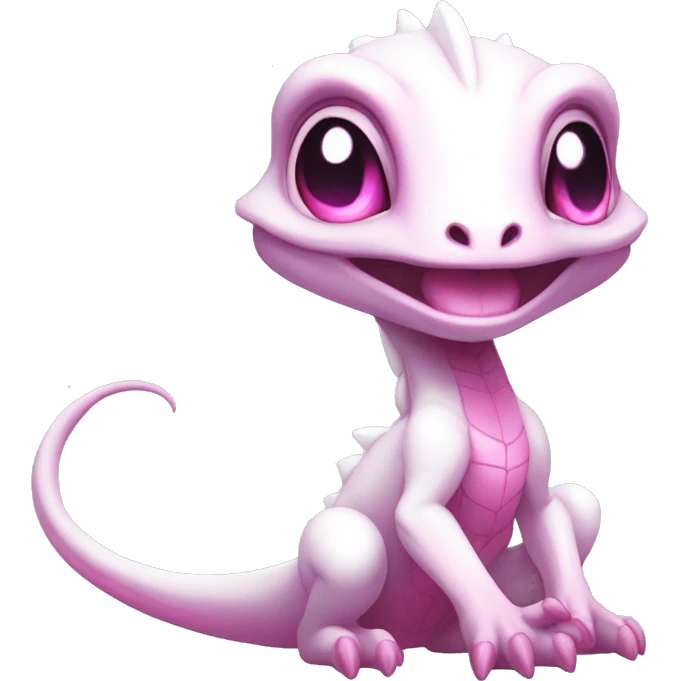 White, Shiny, Chibi, White, Anthro-Sona-Lizard-Alien-Salazzle-Fakémon, with pink eyes, Full Body emoji