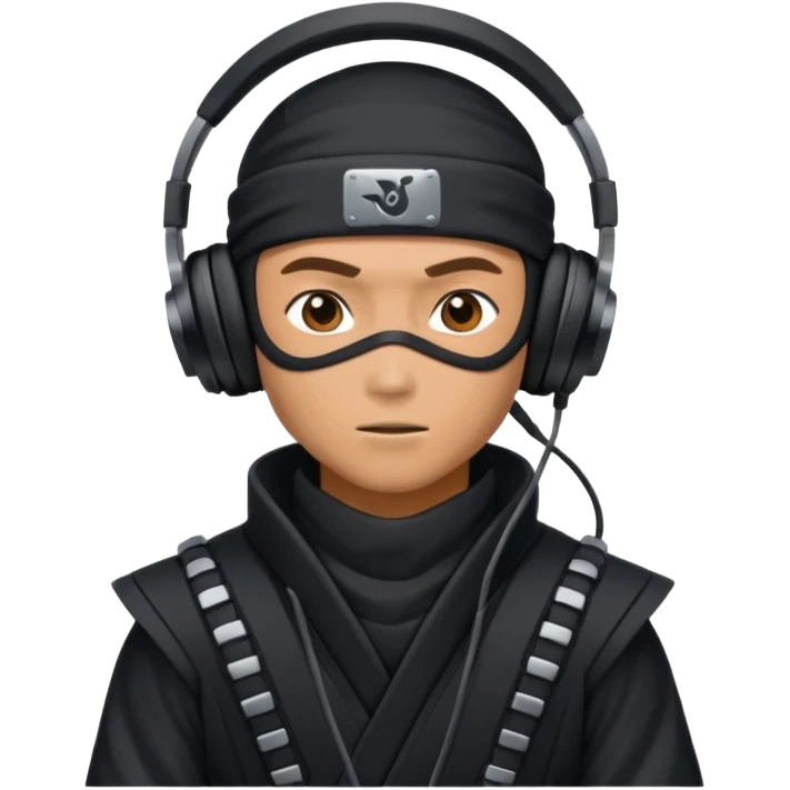 Make a customized emoji that has dj headphones on and a ninja outfit emoji