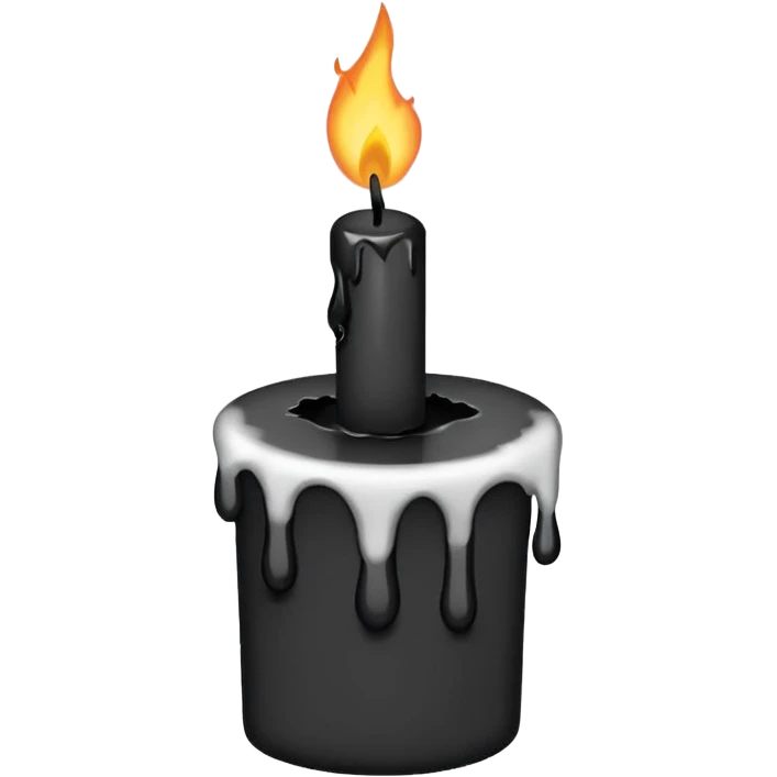 Minimalist emoji-style sticker of a candle with a broken or melted top and rising black smoke. No flame. Matte style. emoji