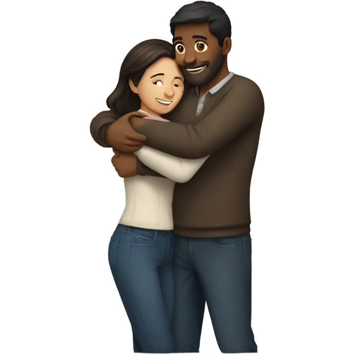 brunette couple hugging  emoji