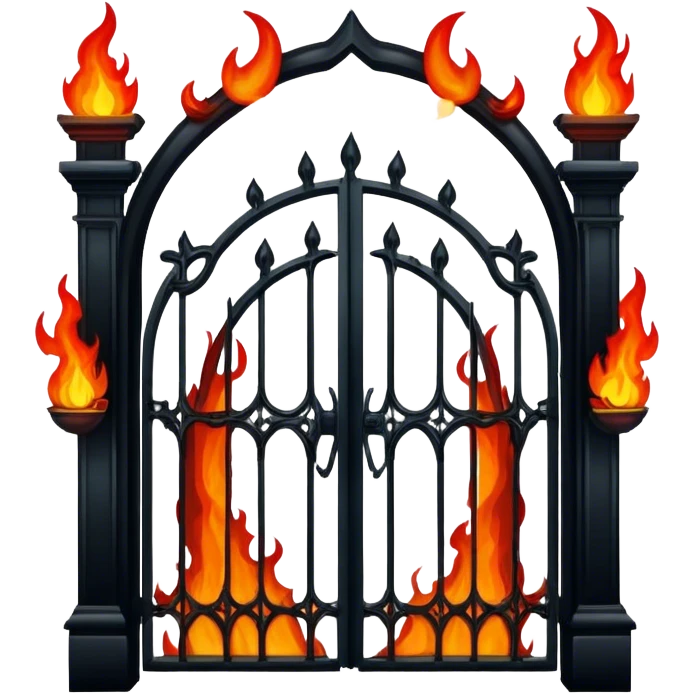 gates of hell with flames in the dark emoji