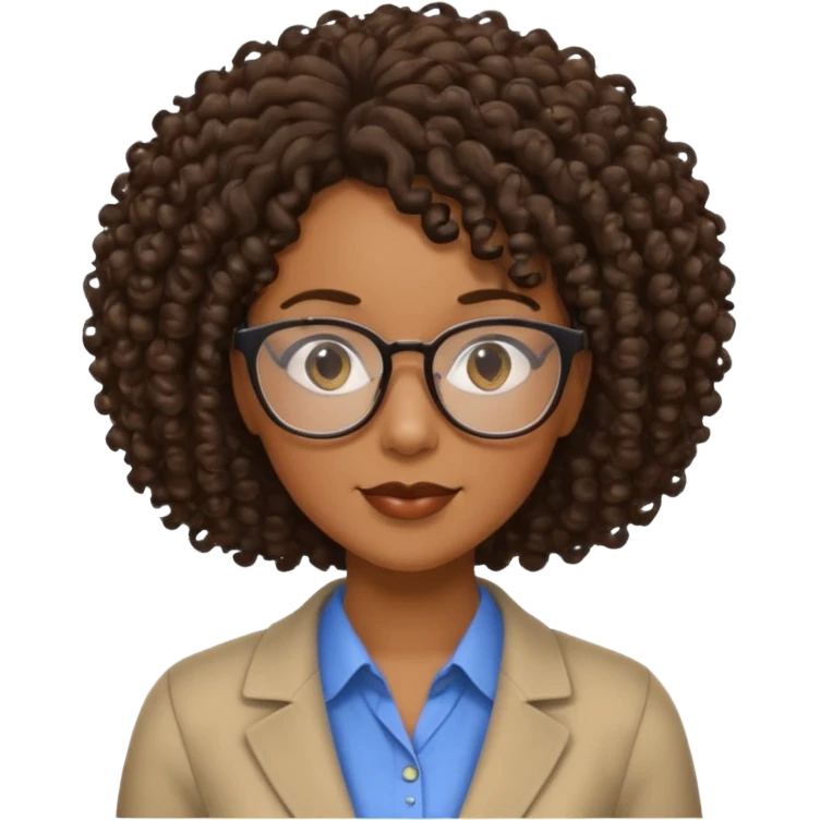 Black female teacher with curly hair emoji