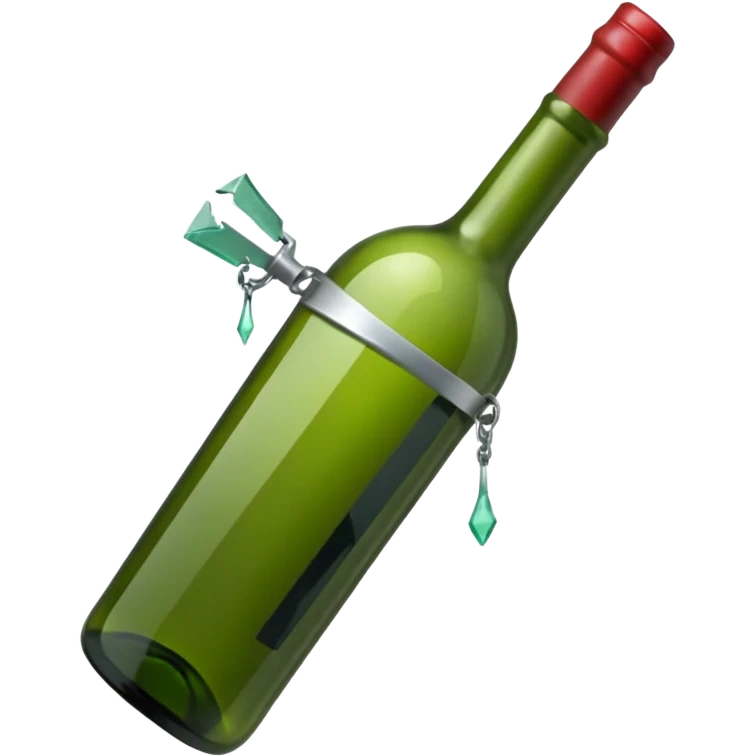 green wine bottle used as a weapon, broken on one end and sharp emoji