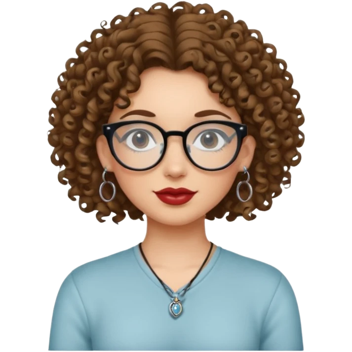 curly glasses earring tattooed girl emoji