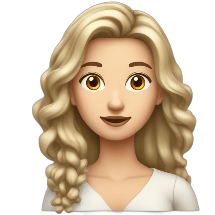 Femme châtain cheveux longs raides emoji
