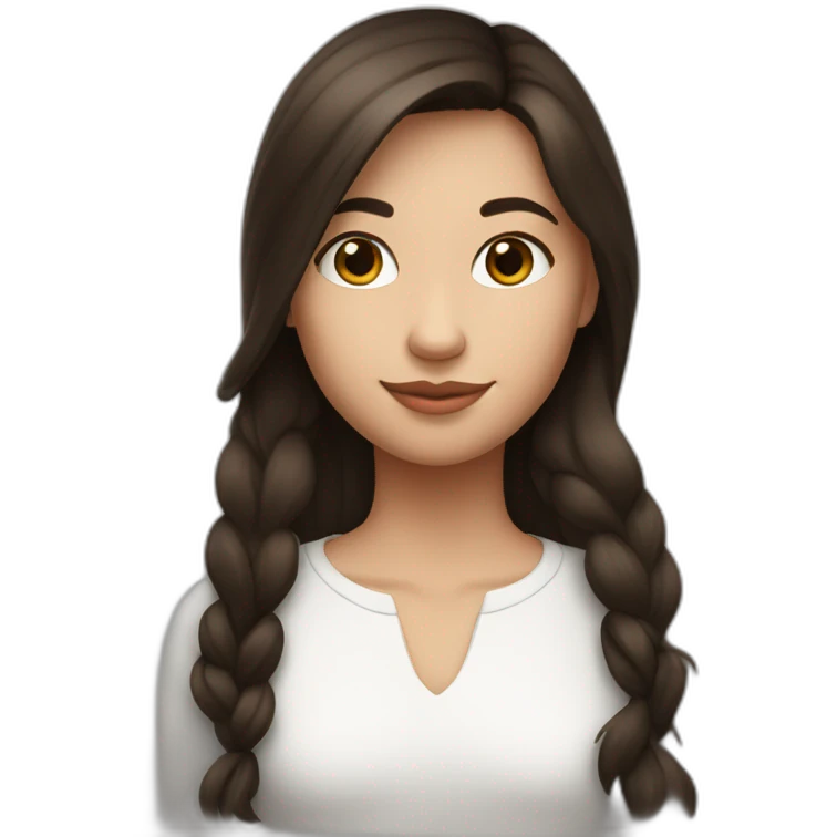 Fille brune avec un cheval noir et blanc emoji