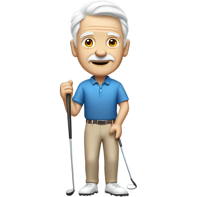 Elderly white male no facial hair and no cane playing golf emoji