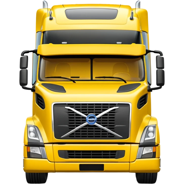 Volvo semi truck bright yellow front view emoji