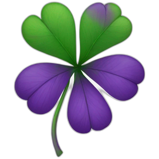 A PURPLE four-leaf clover emoji