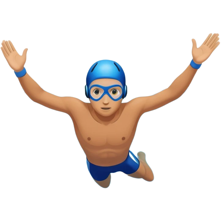 determined pool diver dives into a pool of confidence blue water  emoji