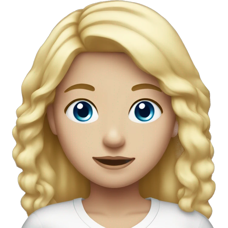 girl with blonde hair blue eyes wearing a white shirt emoji