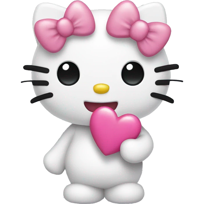 hello kitty with pink heart emoji