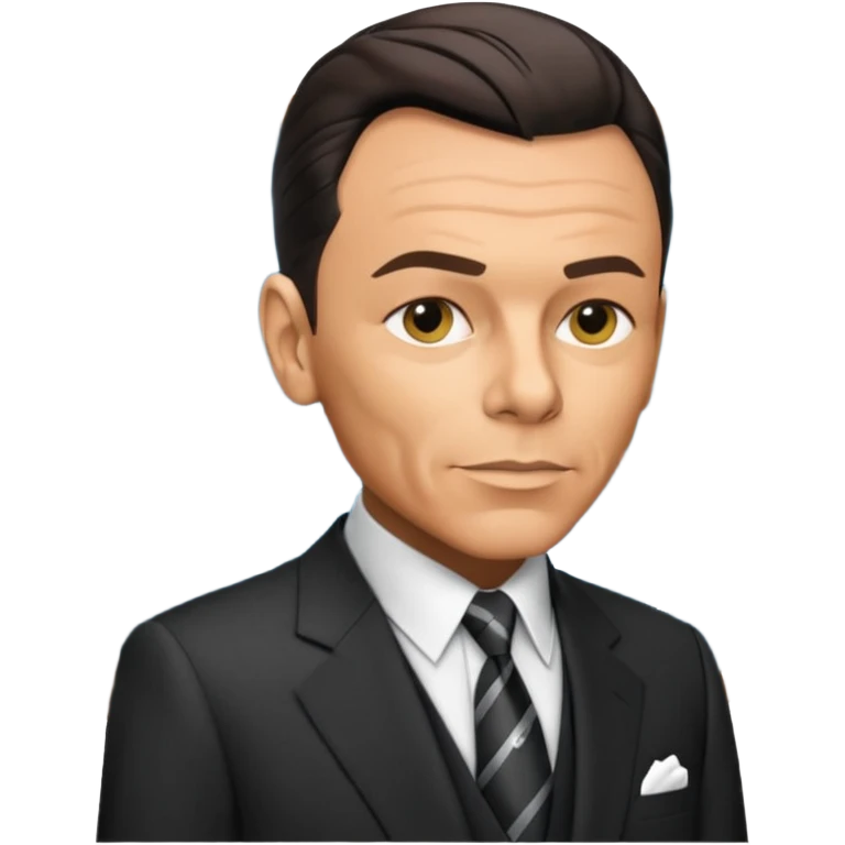 Frank Sinatra emoji showing data analytics trendlines on a screen in the background emoji