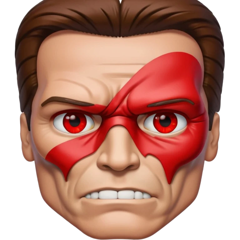 Red eyed half face Terminator Arnold Schwarzenegger emoji