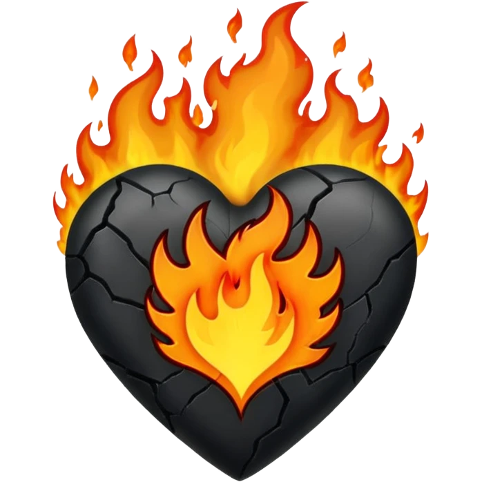 Black burning plain heart emoji