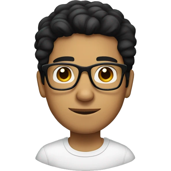 latino Guy with medium black hair and square glasses  emoji