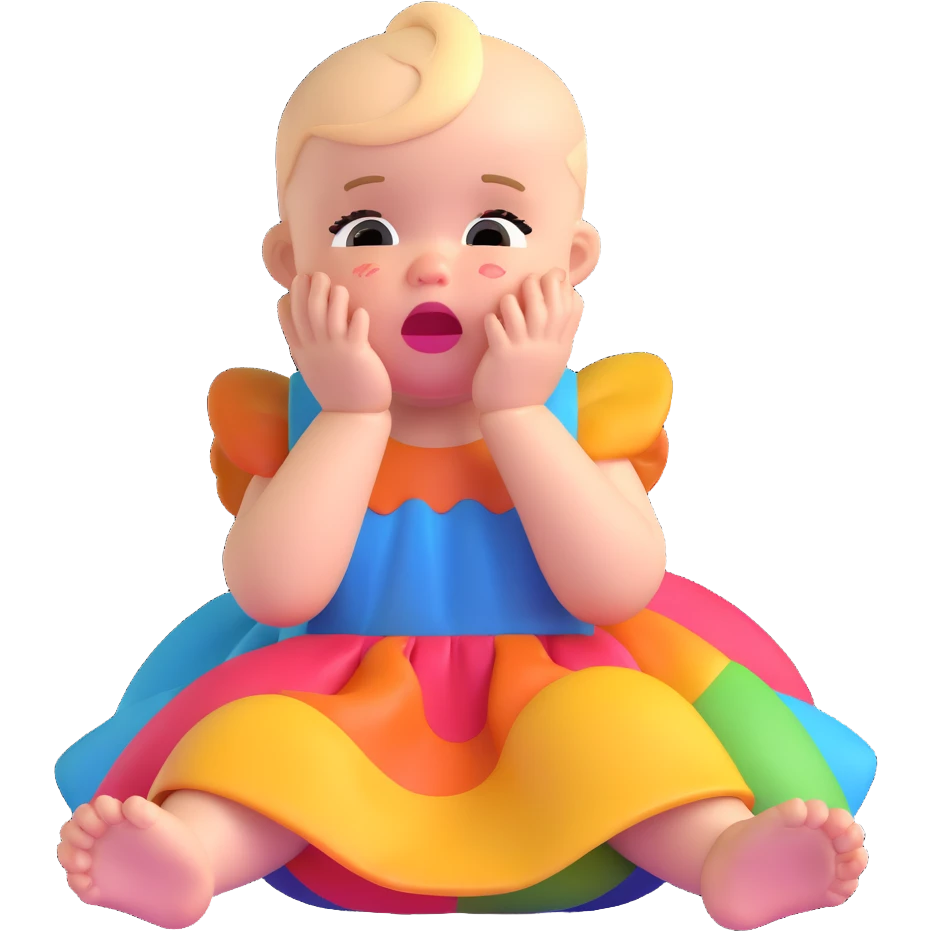 crying baby in colorful dress emoji