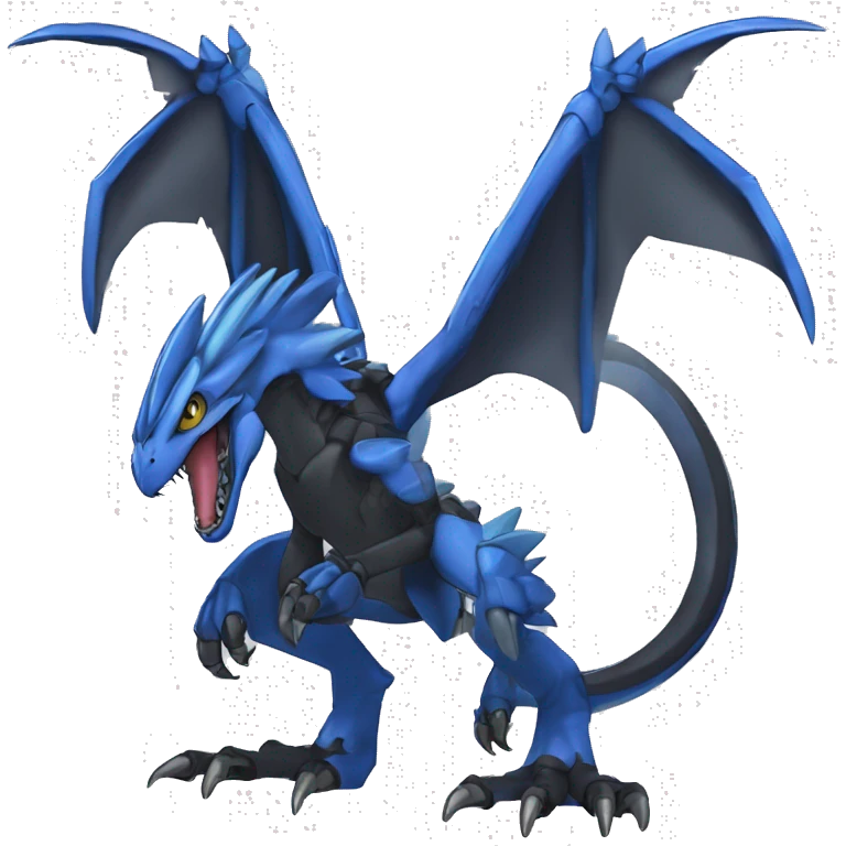  Cool Edgy Black Blue Digimon-Fakemon-Guilmon-Velociraptor-Dragon-Mecha full body emoji