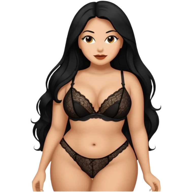 Curvy busty  tan Latina Woman with long black hair in lingerie found sexy poses emoji