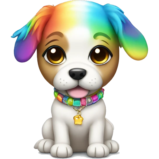 Chibi dog with rainbow accessories   emoji
