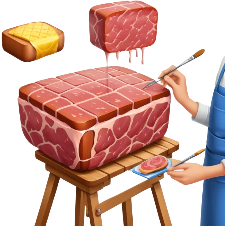 artist painting a SPAM meat landscape  emoji