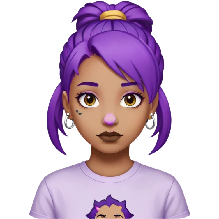 girl with a blm shirt, purple hair, nose piercing emoji