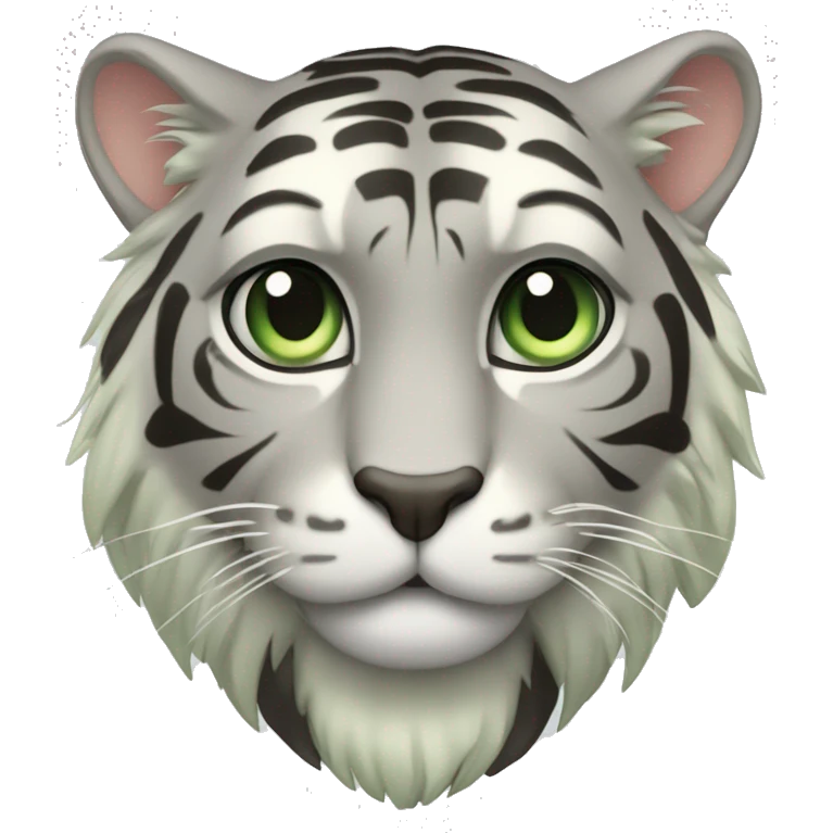 Chat à motif tigré gris et crème avec les yeux vert emoji