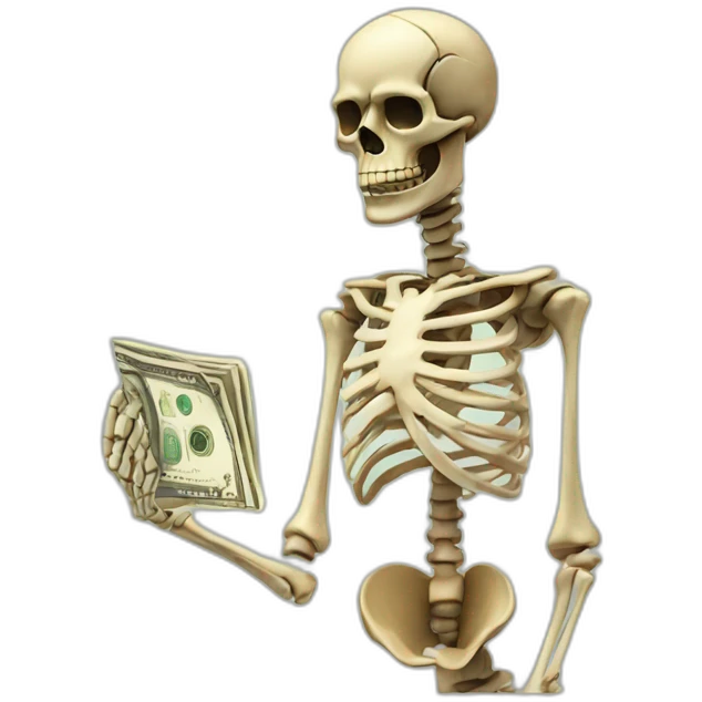 The skeleton gives money emoji