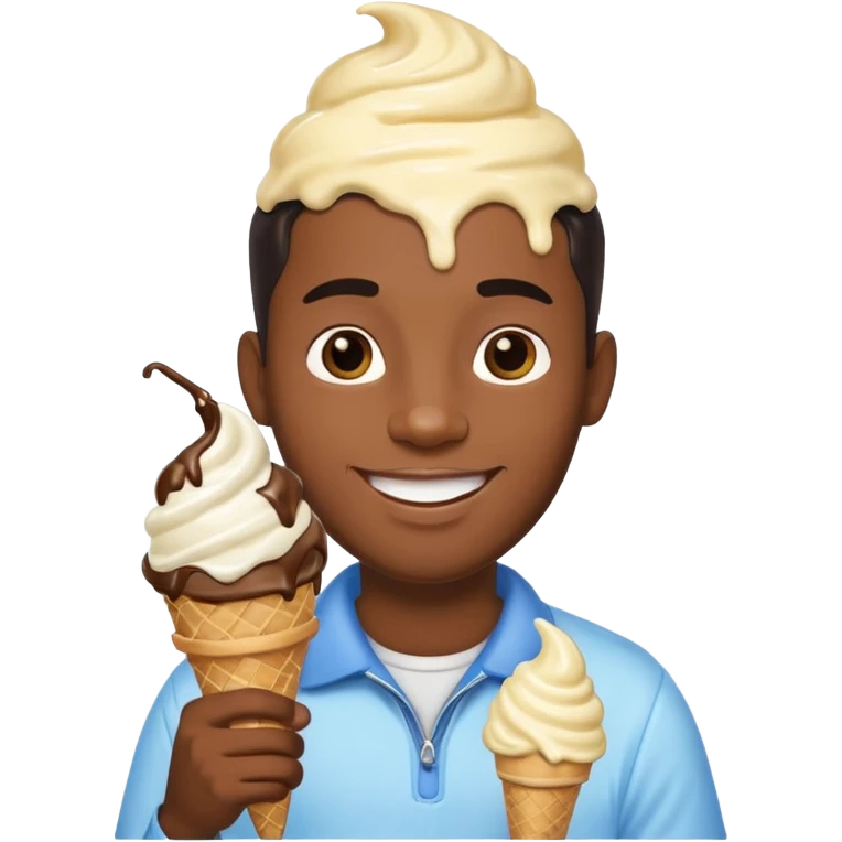 black guy with an ice cream cone emoji
