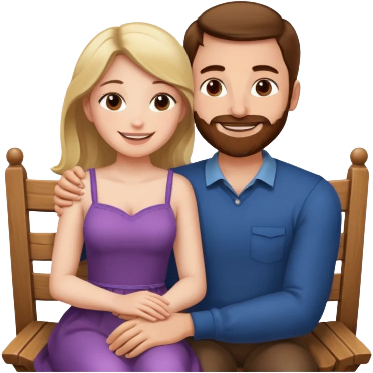 A woman sitting on a man's lap in a wooden chair face to face emoji