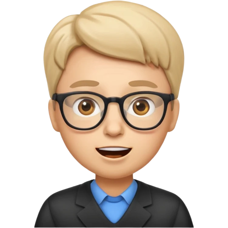 emoji-style face of a teacher character with glasses, professional yet friendly, cartoon-like style, surprised emotion emoji