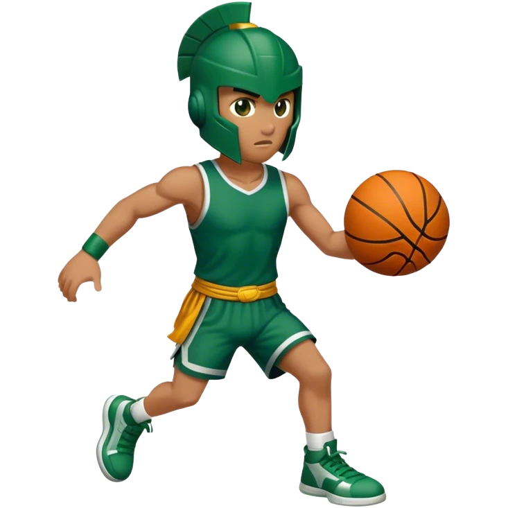 Green Spartan playing basketball emoji