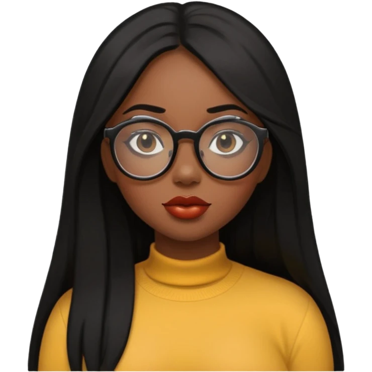 a slim thick black girl with a big butt long straight hair a lip combo black glass emoji