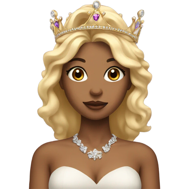 Blonde girl with crown and makeup emoji