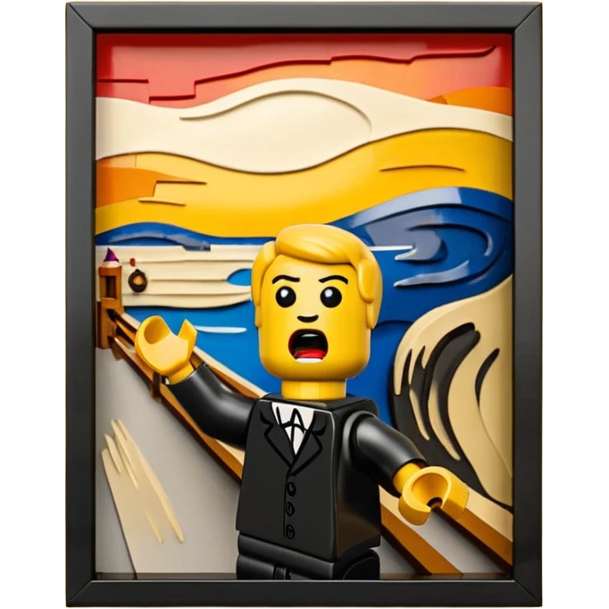 Edvard munch The Scream painting with Lego  emoji