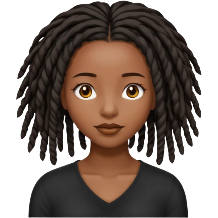 a pretty black girl with black shoulder lengh locs emoji