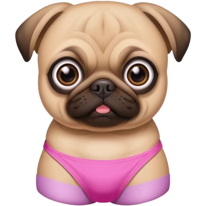 Pug com os olhos grandes com biquíni Rosa emoji