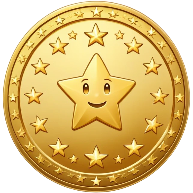 golden coin surrounded by sparkling stars emoji