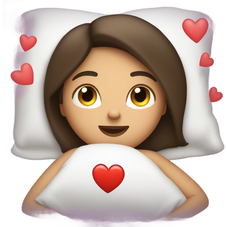brunette laying in bed texting boyfriend with heart eyes emoji