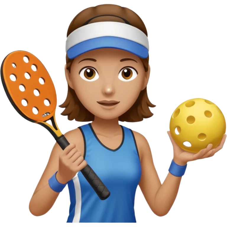 Girl with brown hair playing pickleball emoji
