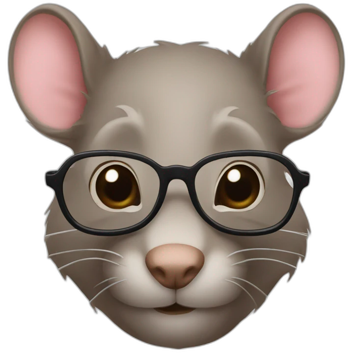 Un rat avec des lunettes et avec des cheveux bruns emoji