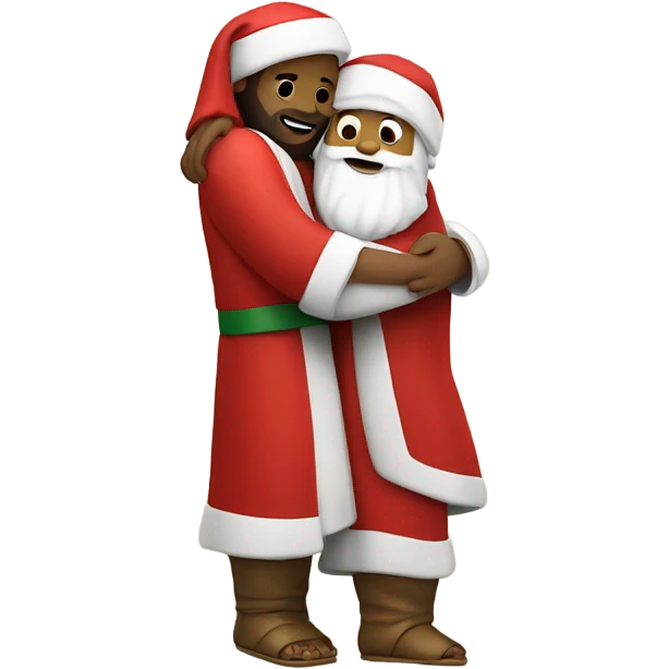 Jesus hugging Santa Claus  emoji