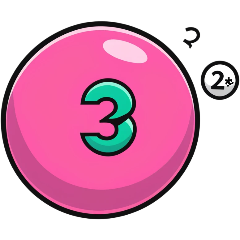 pink billiard ball with the number 23 emoji