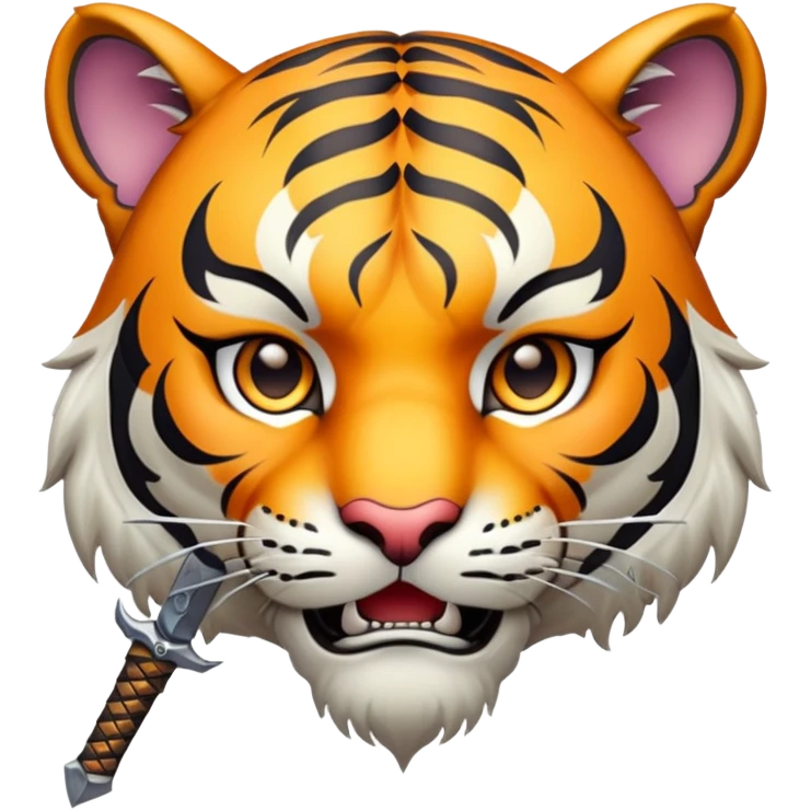 tiger face with sword fantasy game character for Twitch emote emoji